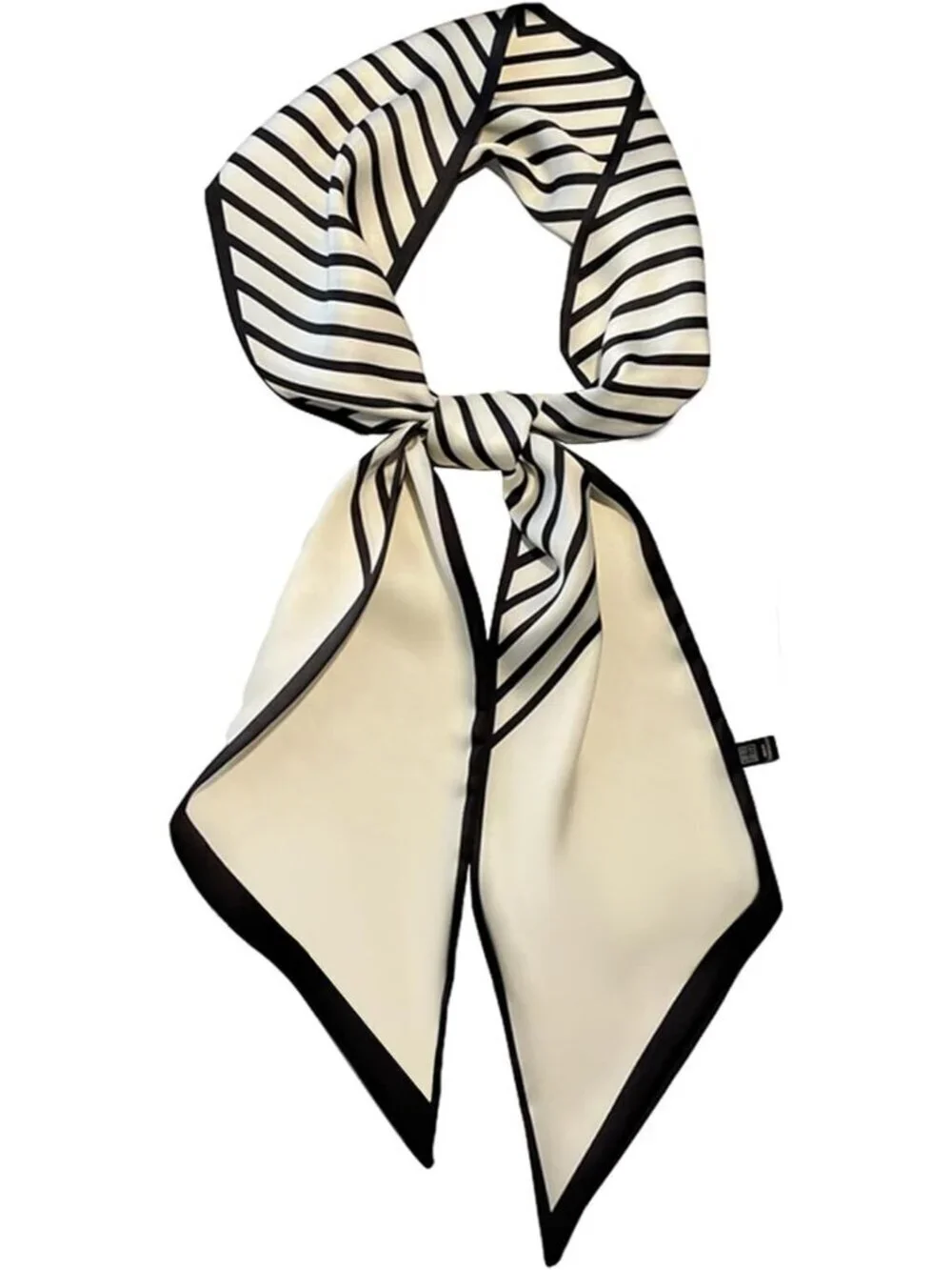 Women's White Beige Strap Stylish Satin Headscarf Wrap Lightweight Scarves Scarf